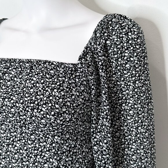 Abercrombie & Fitch Square Neck Balloon Puff Long Sleeve Top Ditsy Floral Print - Picture 7 of 16